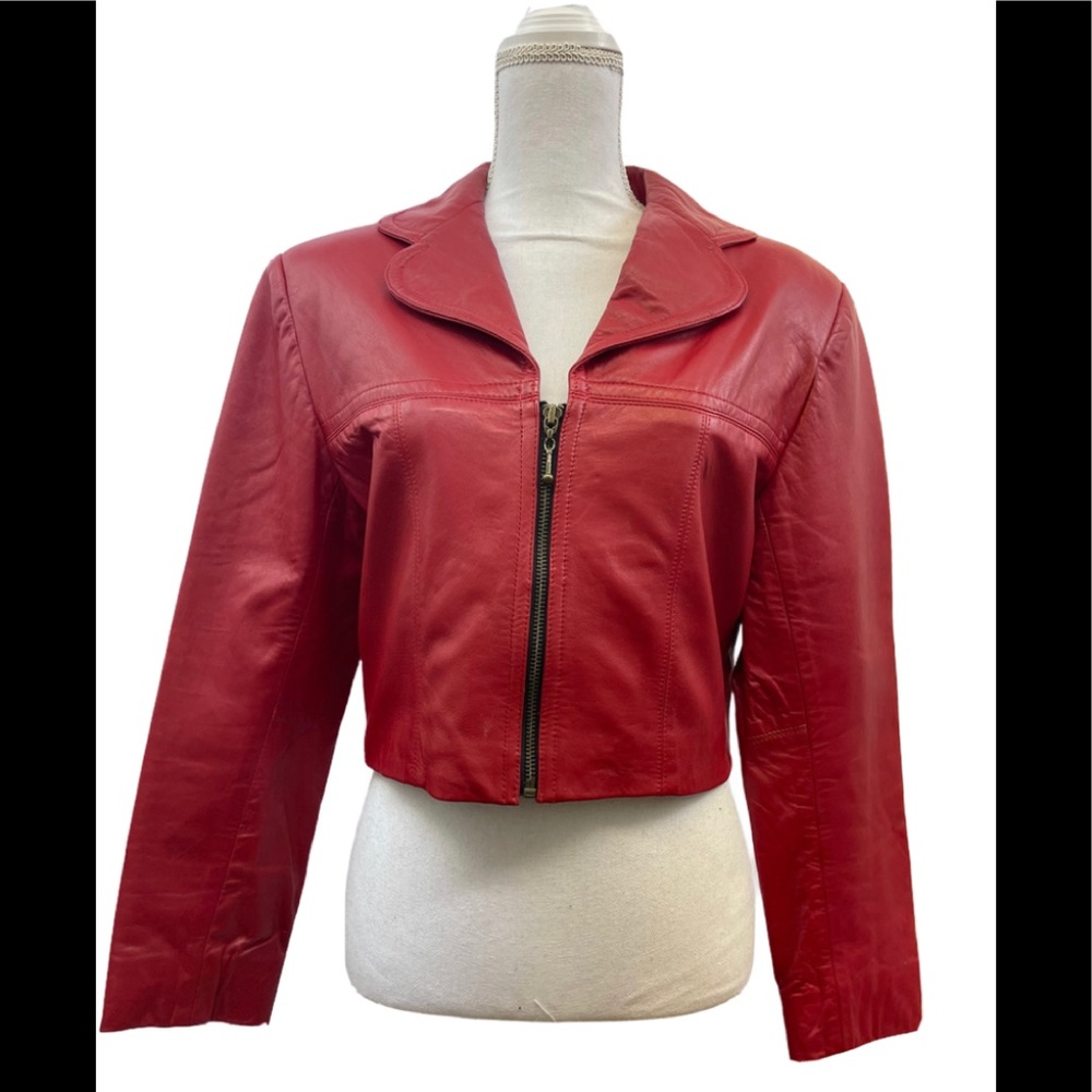 Michael Lawrence Short Mid Show Red Leather Jacket
